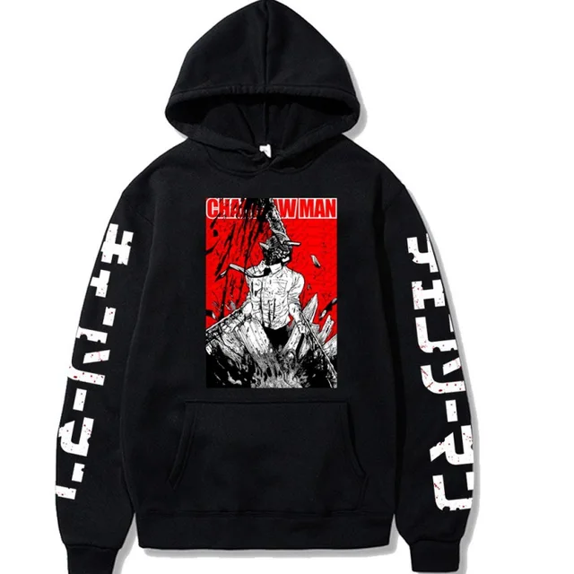 Japanese Anime Hoodie Chainsaw Man Logo Gothic Printed Long Sleeve Streetwear Sweatshirt Fashion New Oversized - Chainsaw Man Store